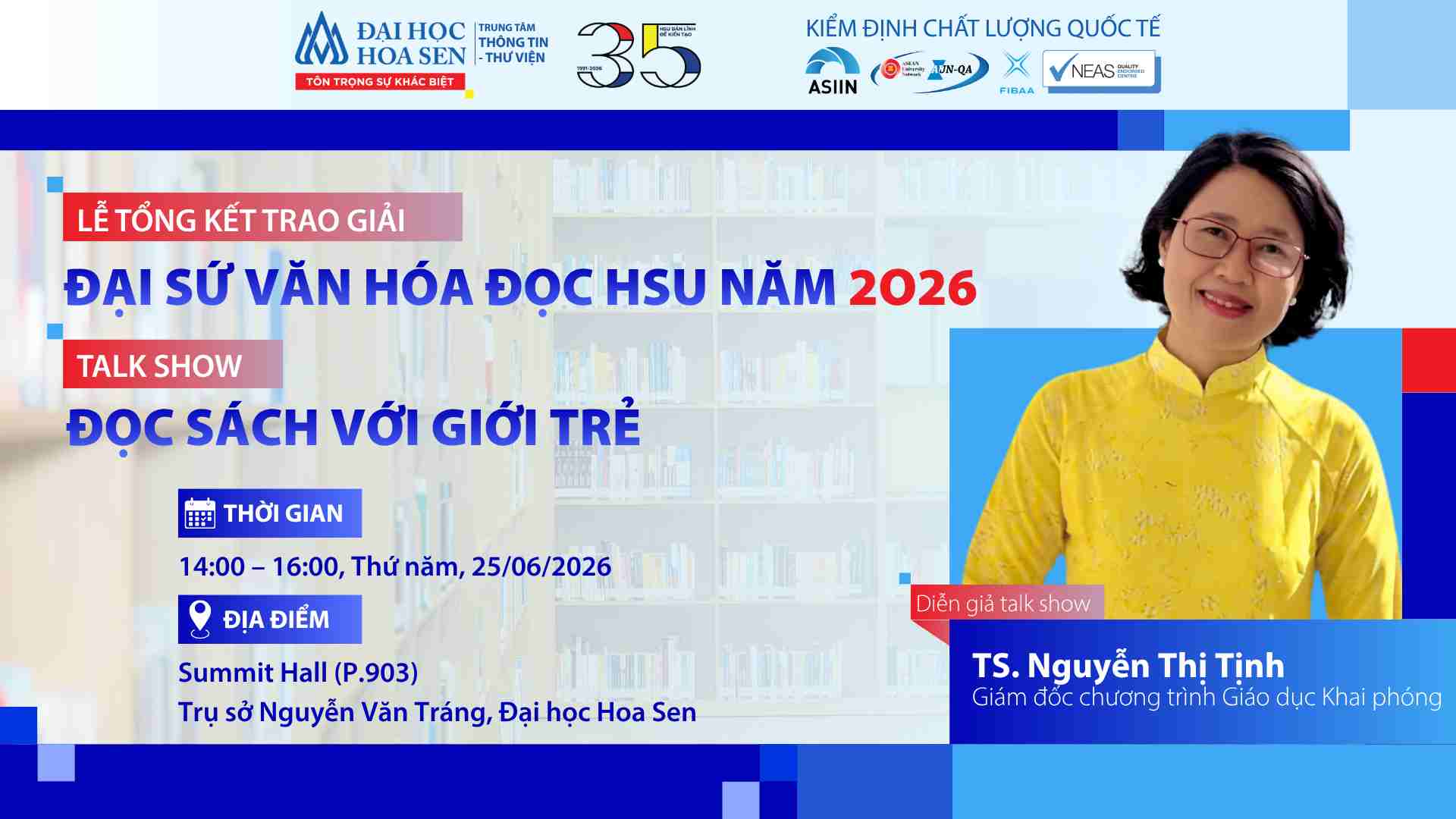 Lễ tổng kết trao giải Cuộc thi Đại sứ Văn hóa đọc Bwin nhà cái chính thức 2026 và talkshow “Đọc sách với giới trẻ”