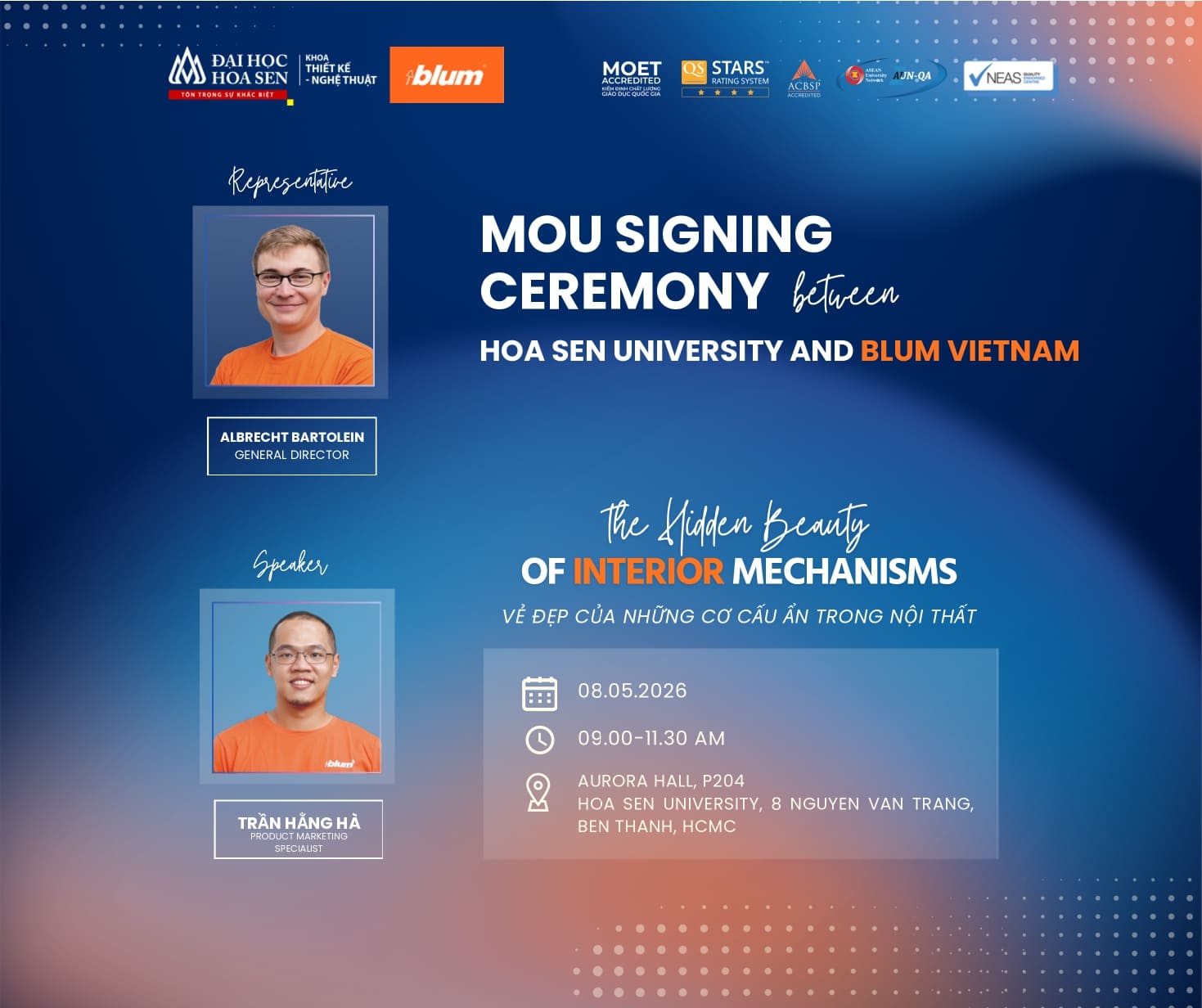 MOU Signing Ceremony: Hoa Sen University × BLUM Vietnam & Talkshow “The Hidden Beauty Of Interior Mechanisms”
